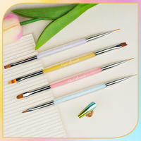 Ensemble de pinceaux professionnels 2-en-1 à double embout pour nail art, poils en nylon de qualité supérieure, pour la peinture au gel UV et le traçage des ongles, idéal pour la manucure en salon