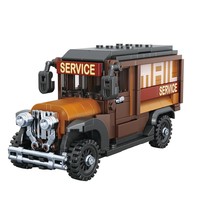 Camion de livraison postal américain vintage M201, modèle de blocs de construction, véhicule rétro, briques MOC, jouet de montage DIY, voiture, cadeau pour enfants