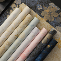 Papier d'emballage pour bouquet floral imperméable en papier d'art gaufré 3D avec revêtement en feuille d'or pour la fête des mères, marque JIEMI