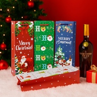 Sac à vin en carton blanc portable créatif de Noël, sac cadeau festif épaissi, sac d'emballage pour vin, sac de Noël imprimé en couleur