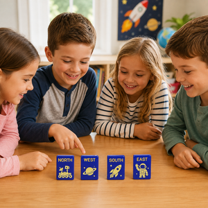 Tuiles de mahjong en acrylique bleu marine, ensemble de mahjong pour enfants Space Explorer, jeu éducatif pour garçons et filles - Product Image 2