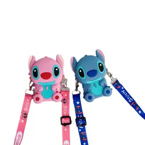 2024 Stitch Cartoon wallet silicone crossbody bags kids mini coin purses and handbags for girls