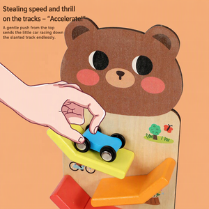 Rampe de voiture <span class=keywords><strong>en</strong></span> <span class=keywords><strong>bois</strong></span> Montessori, circuit de course, <span class=keywords><strong>garage</strong></span> de stationnement, ensemble de <span class=keywords><strong>jeu</strong></span> avec voitures roulantes, développement de la motricité fine, cadeau préscolaire pour enfants - Product Image 2