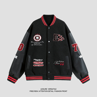 Veste de style baseball rétro américain pour hommes et femmes, avec logo patchwork multicolore, pour un look décontracté et universitaire