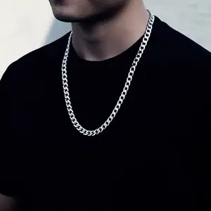 Collar de Teel hip hop punk para hombre, gargantilla de cadena de eslabones, accesorios