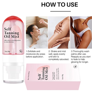 OEM ODM produttori olio abbronzante Spray carota piedi appiccicosi vegano etichetta privata protezione solare autoabbronzante Spray per il viso - Product Image 4