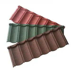 Ubin atap logam berlapis batu galvume warna-warni tahan lama