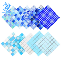 Chine Carreaux émaillés en fibre de verre bleu imperméable Mosaïque Carreaux de mosaïque en céramique diamant carré pour sol de piscine