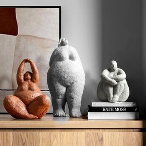 Modern Nordic Abstract Resin Sculpture of Curvy Lady, Hand-Painted Polyresin Statues for Desktop Ornament, Business <b>Gift</b> - Product Image 2