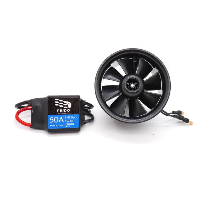 YSIDO DIY EDF Ducted Airplane Fan 64mm 3300KV with Brushless Motor 50A ESC Combo set for RC Helicopter Jet Aircraft Plane Parts