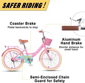 <b>Girls</b> <b>20</b>-<b>Inch</b> Kids <b>Bike</b> 2-13 Years Old Princess Style Carbon Steel Frame Doll-Seat Basket Training Wheels Multiple Adjustable Sa - Product Image 3