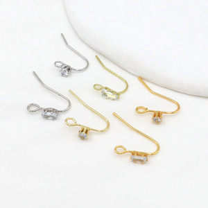 18K gold plated and inlaid with zircon ear <b>hooks</b>, copper <b>earring</b> <b>hooks</b>, exquisite ear <b>hook</b> semi-finished DIY accessories A24C - Product Image 2