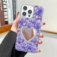 Funda de Teléfono con Espejo y Decoración de Piedras de Lujo, Nueva, al por Mayor, para iPhone 18, 17 Pro Max, 16, 15, 14, 13, Resistente a Impactos, para Mujer