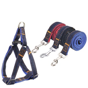 Laisse pour chien en denim, fabrication directe d'usine, rembourrée, tissu épais cousu, bouton classique, résistante à l'usure, corde de traction solide pour chien - Product Image 4