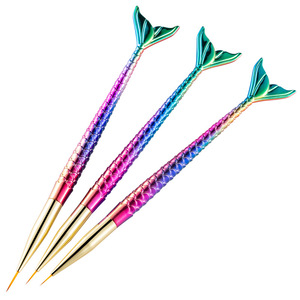 Kit de pinceaux à ongles sirène 3 pièces 30g, stylo de sculpture pour photothérapie, pour traçage progressif, fibres artificielles, manche en plastique, personnalisable pour ongles - Product Image 1