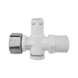 Conector en T para Entrada de Agua de Inodoro Inteligente, Rosca Externa de 4 Puntos, Rosca Interna, para Instalación en el Suelo - Product Image 1