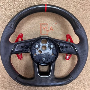 Volant à fond plat en carbone sec style R8 pour Audi A3 A4 A5 A6 S3 S4 RS3 RS5 Q5 TT - Volant de <span class=keywords><strong>performance</strong></span> pour retrofit - Product Image 2