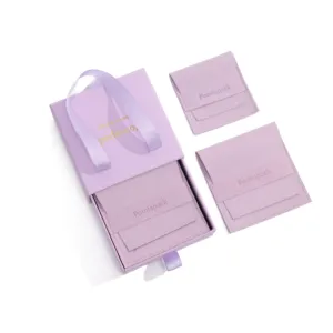 보라색 맞춤형 로고 종이 보석 서랍 패키지 상자 골판지 맞춤형 보석 포장 파우치 및 상자