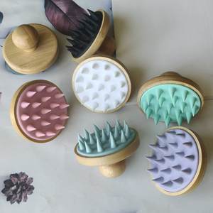 <strong>Laser</strong> Logo <strong>Hair</strong> <strong>Comb</strong> Cleaning Bamboo Hairbrush Silicone Bath Brush Wet and Dry <strong>Hair</strong> Scalp Massage with Bamboo Handle - Product Image 1