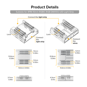 5PIN 6PIN <span class=keywords><strong>5050</strong></span> RGBW 3PIN 4PIN WS2811 WS2815 Conector de tira de LED sin soldadura transparente FCOB COB Gapless - Product Image 6