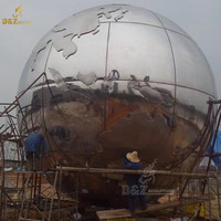 Grande Sculpture de Globe en acier inoxydable, Statue de jardin en métal carte du monde de la terre