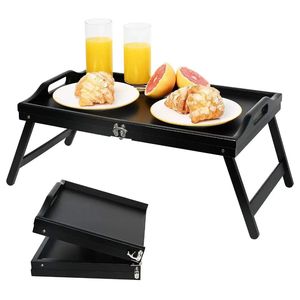 Table de petit-déjeuner pliable en bois Yilan avec plateau, table portable pour lit et canapé, pour servir les aliments - Product Image 1