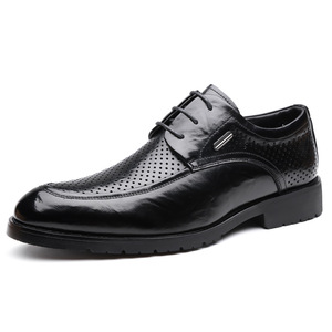 รองเท้าหนังผู้ชายแบบเจาะรู สีดำ ระบายอากาศได้ดี แบบผูกเชือก สำหรับงานแต่งงาน ทรงอ็อกซ์ฟอร์ด หัวแหลม สไตล์ธุรกิจ - Product Image 5