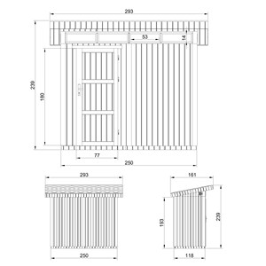 Timbela 3.00m2เก็บของไม้คุณภาพพรีเมี่ยม M901โรงเก็บของกลางแจ้งประกอบได้ง่ายด้วยกระเบื้องบิทูมินัส294W x 161D x 239H CM