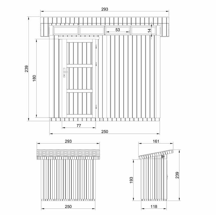 TIMBELA M901 Premium Quality Wooden Outdoor Storage Shed 3.00m2 Easily Assembled with Bituminous Tiles 294W X 161D X 239H cm