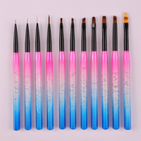 Brosse à ongles dégradée, Gel de manucure, revêtement, stylo de dessin, Nail Art, ensemble avec sac en PU, 11 pièces
