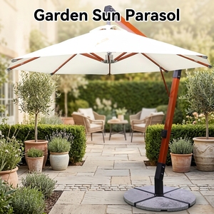 Parasol de jardin carré ou rectangulaire avec poteau central pour terrasse, table de repas extérieure, toile de protection solaire pour salon - Product Image 1