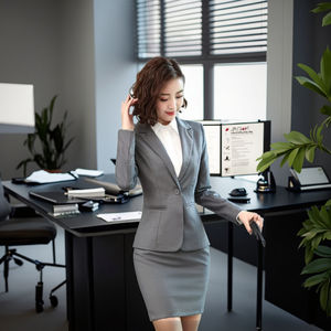 Prezzo di fabbrica da <span class=keywords><strong>donna</strong></span> Design del vestito di moda per ufficio da <span class=keywords><strong>donna</strong></span> uniforme con scollo a V - Product Image 1