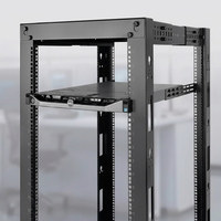 Kit de rails de rack de serveur en L réglables 1U, capacité de charge 50 kg, vis M6, écrous cage, pour armoire 19 pouces, noir, en stock