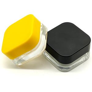 Jiaxing <span class=keywords><strong>vetro</strong></span> Qube 5ml barattolo antiaderente <span class=keywords><strong>vetro</strong></span> cera 9ml tappo quadrato concentrato etichetta barattolo contenitore barattolo - Product Image 2