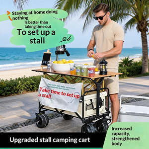 Navyice Folding Camping Wagon 200kg Load 12 Bearing Pro System Auto Rebound Handle with Table Top 40HQ FCL Bulk Wholesale - Product Image 2