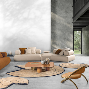 Ensemble de canapés en bois crème de luxe italien léger modulaire moderne simple grand plat créatif en forme d'angle pour le salon de la villa - Product Image 4