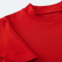 Robe décontractée pour femme, col montant, manches courtes, longueur midi, en rayonne 200 GSM, coupe trapèze, respirante, évasée, pour l'été, avec logo personnalisé, OEM