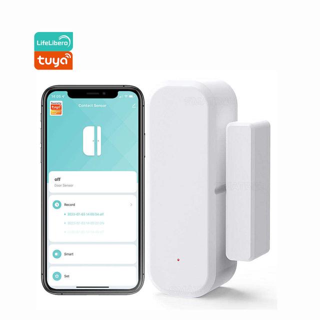 Lifelibero Home Smart WiFi Door Window Alarm Sensor Tuya Smart Life Wireless Magnetic Anti-Theft Detector Battery 2 AAA Home