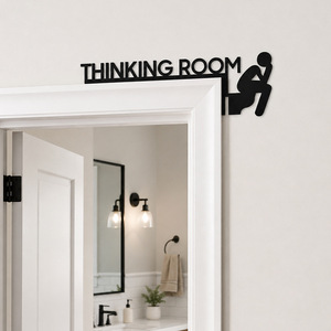 Metal Thinking Room Sign Black <b>Wall</b> Decor Bathroom Door Lintel Home Decor Hanging Item - Product Image 1