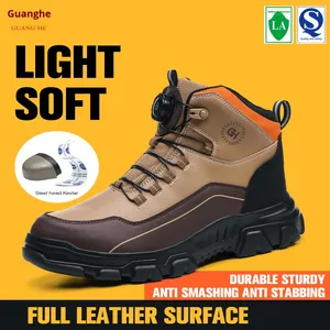 Rotating Button Leather <b>Shoes</b> <b>Men's</b> Safety Boots Quality <b>Work</b> Boots Steel Toe <b>Shoes</b> Puncture-Proof Security Sneakers Waterproof - Product Image 2