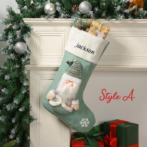 Chaussettes <span class=keywords><strong>de</strong></span> <span class=keywords><strong>Noël</strong></span> personnalisées à suspendre au poêle, avec nom, en polyester écologique, pour décorations <span class=keywords><strong>de</strong></span> fêtes <span class=keywords><strong>de</strong></span> fin d'année - Product Image 4