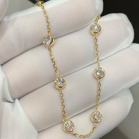 Bracelet Tennis en diamant cultivé en laboratoire de forme ronde à bulles Sertissage de lunette Bracelet en or jaune 10K 14K 18K avec CVD HPHT