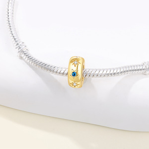 Hot-selling white <b>copper</b> star and moon isolation beads, niche high-end DIY <b>bracelets</b>, jewelry pendants, women's styles - Product Image 2