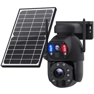 4k 4g солнечная беспроводная камера с двойным объективом 20x оптический зум Ptz 360 маломощный датчик движения уличная непогодостойкая камера безопасности