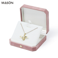 Boîte à bijoux en velours de mode vente en gros d'emballage de bijoux de luxe avec logo personnalisé boîte à bijoux bague en velours collier avec bordure dorée