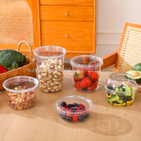 Conteneur alimentaire en PET de 12 oz avec couvercles, boîte de conservation des aliments en plastique transparente anti-fuite pour la préparation des repas et les plats à emporter