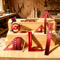 Ensemble d'outils de mesure en alliage d'aluminium pour la menuiserie avec boîte à outils, kit de mesure et de positionnement pour la menuiserie, outils de marquage, outils de menuiserie