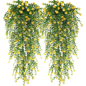Plante Artificielle Suspendue Imitation Sentai, Fleurs Violettes, Feuilles Vertes, 2 Pièces, Décoration Intérieure et Extérieure - Product Image 5