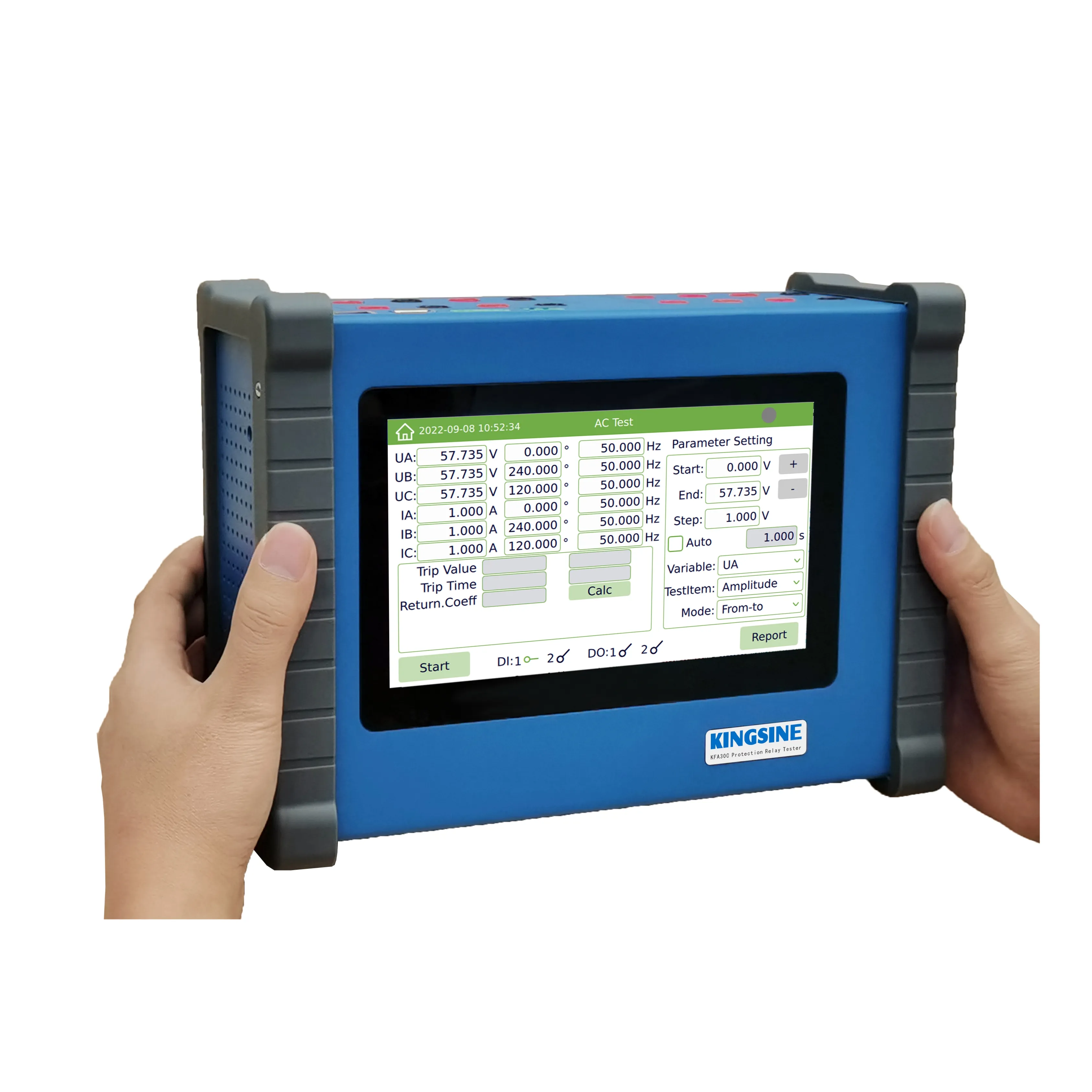 Kingsine portable test equipment with large LED/LCD backlit touchscreen KFA300 protective relay test set