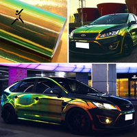 Film de protection de voiture en PVC chromé coloré électro-plaqué, film vert, film vinyle changeant de couleur, film de protection de carrosserie de voiture caméléon, autocollant de voiture
